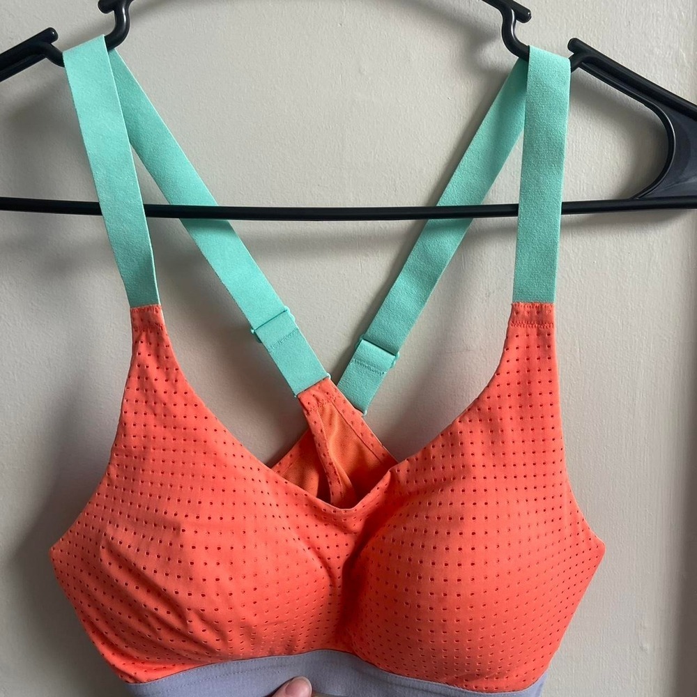 Victoria Sport High Impact Perforated Sports Bra Coral Mint 32B
